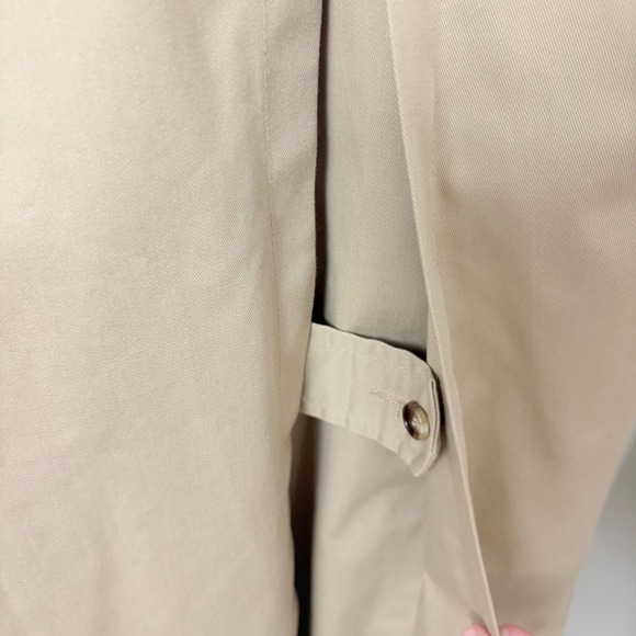Vintage Classic Beige Double Breasted Trench Coat Plaid Lining Womens L/XL  Prep - Picture 13 of 15